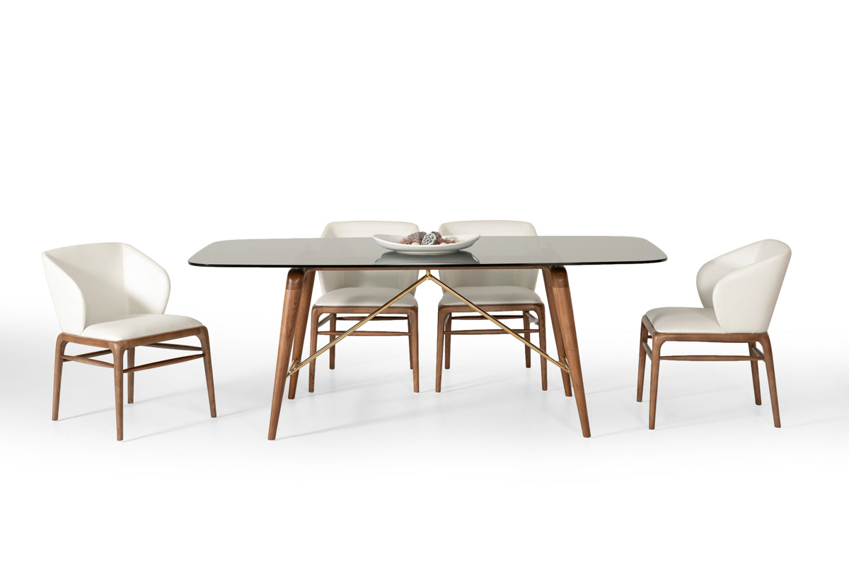 Modrest Kipling Modern Cream & Walnut Dining Chair