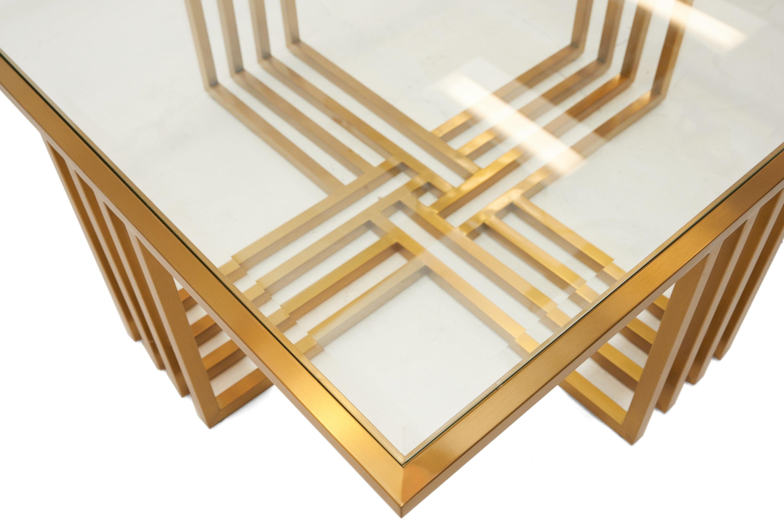 Modrest Kodiak - Glam Clear Glass and Gold Glass Coffee Table