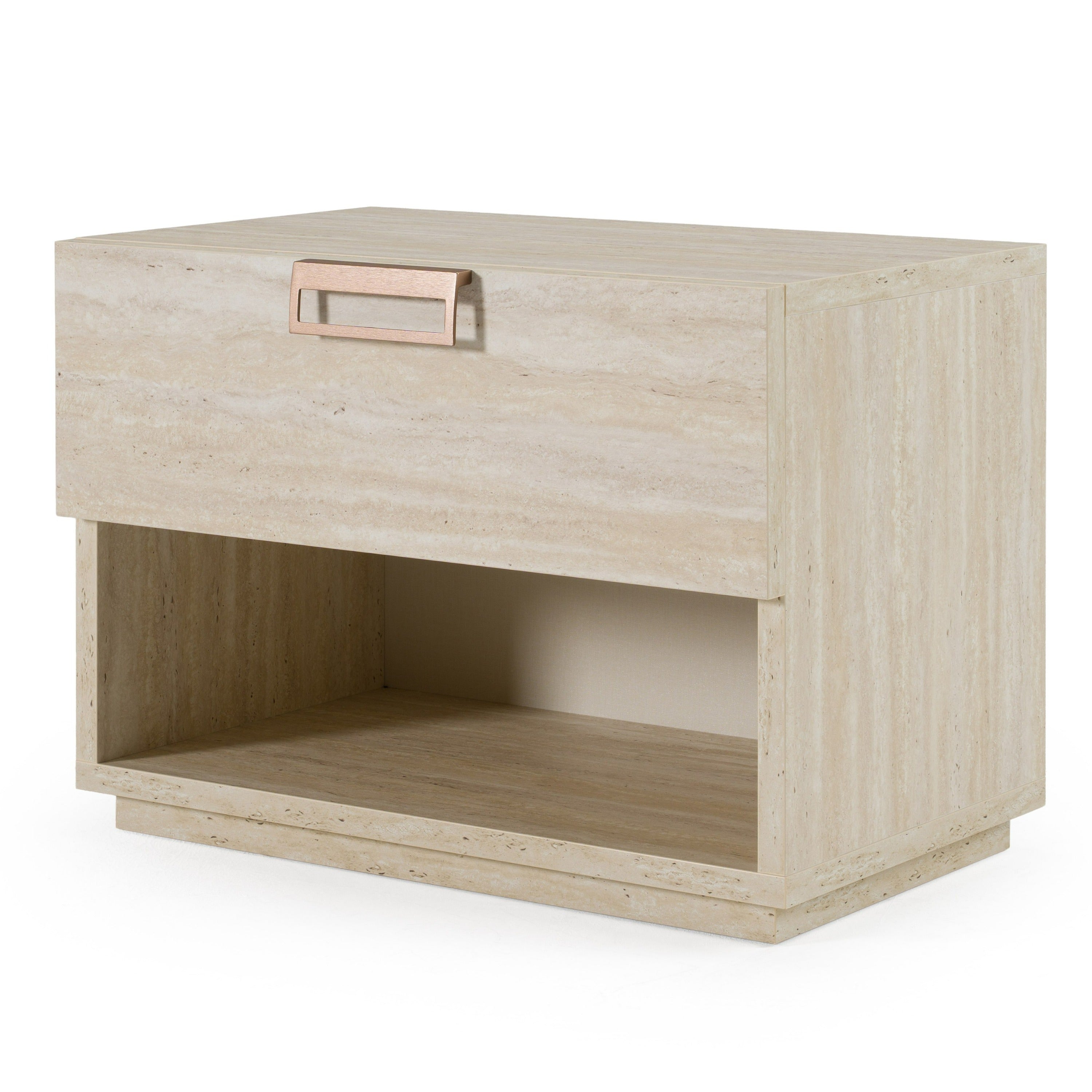 Lamod Italia Lago - Modern Faux Travertine Nightstand