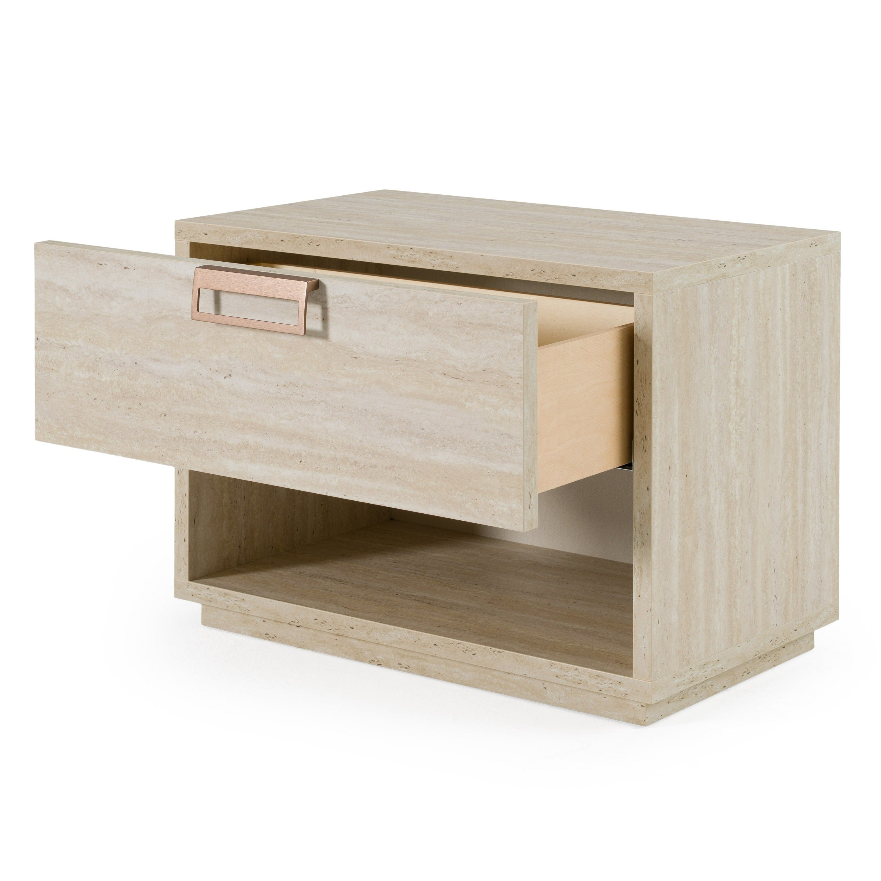Lamod Italia Lago - Modern Faux Travertine Nightstand