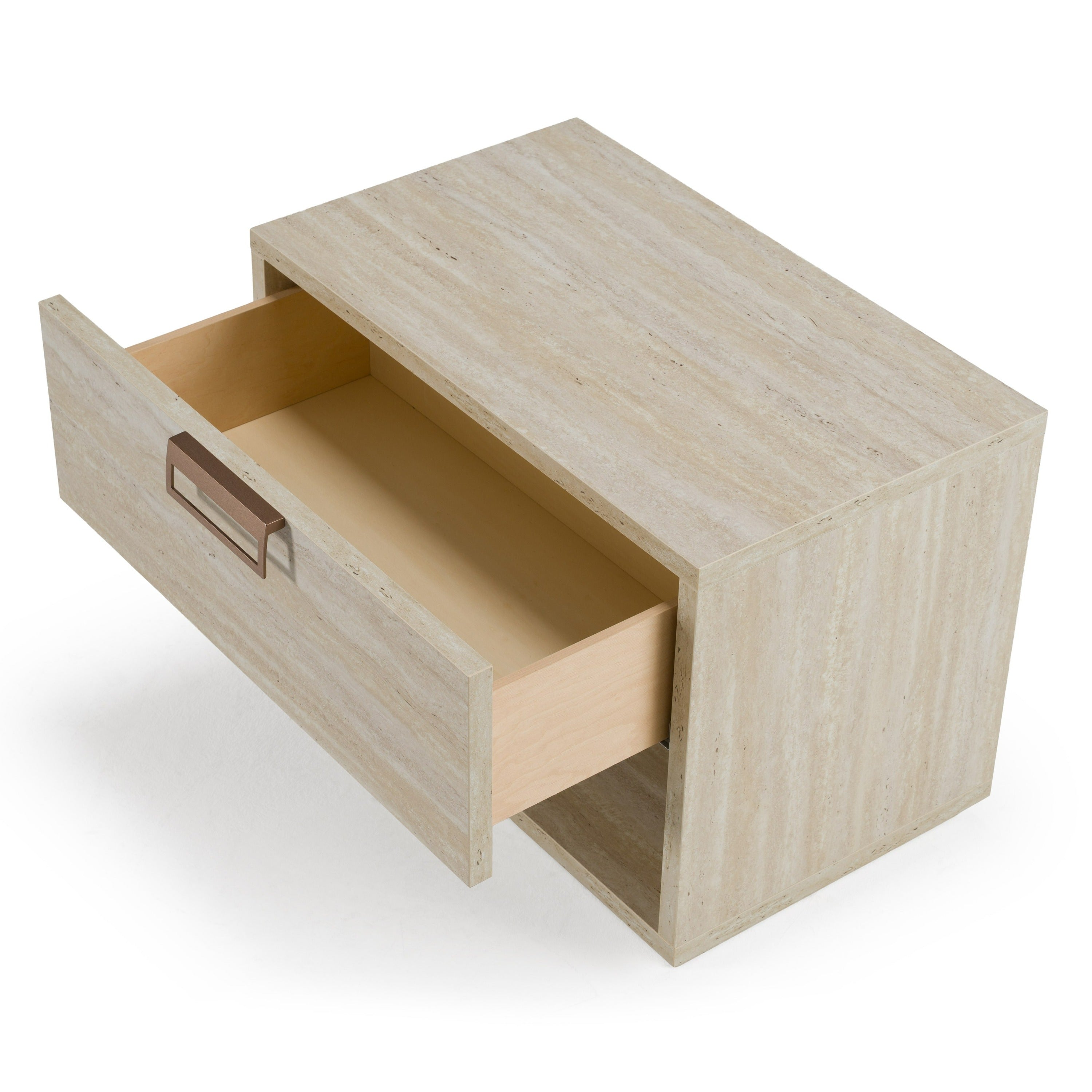 Lamod Italia Lago - Modern Faux Travertine Nightstand