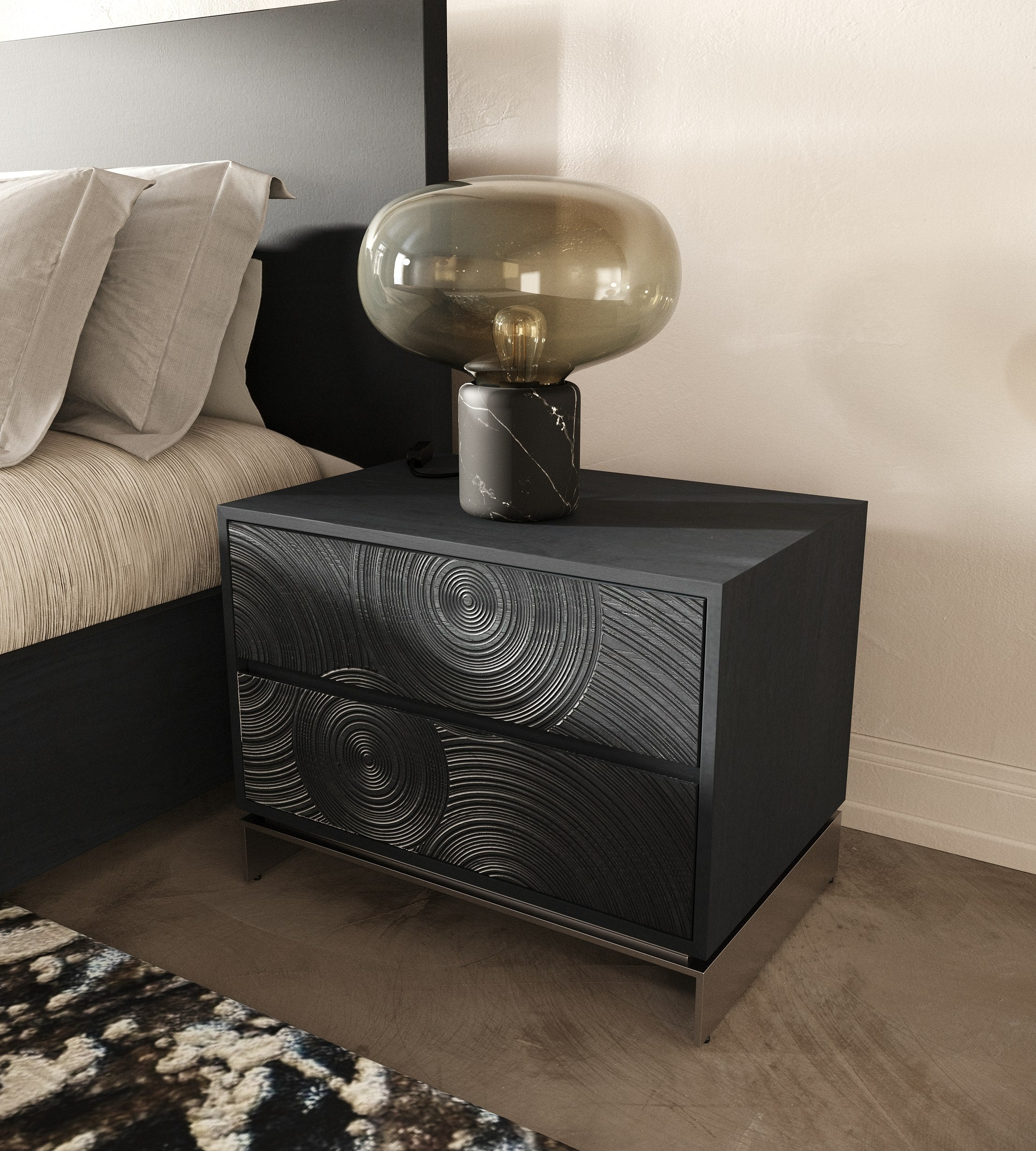 Lamod Cirque - Modern Black Ash 4-Piece Bedroom Set