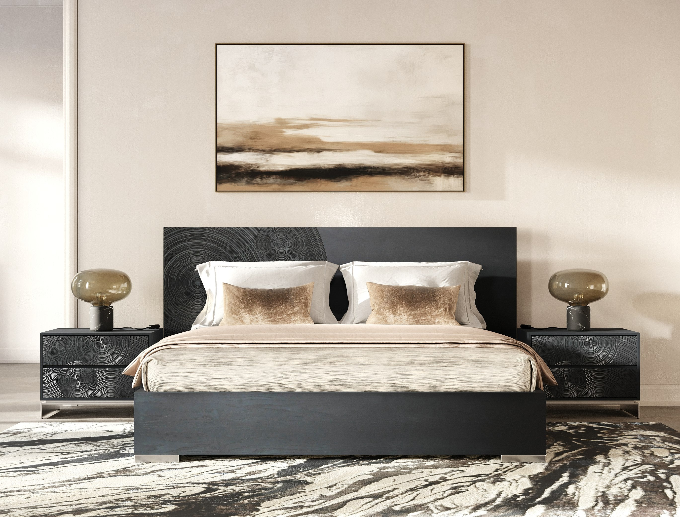 Lamod Cirque - Modern Black Ash 4-Piece Bedroom Set