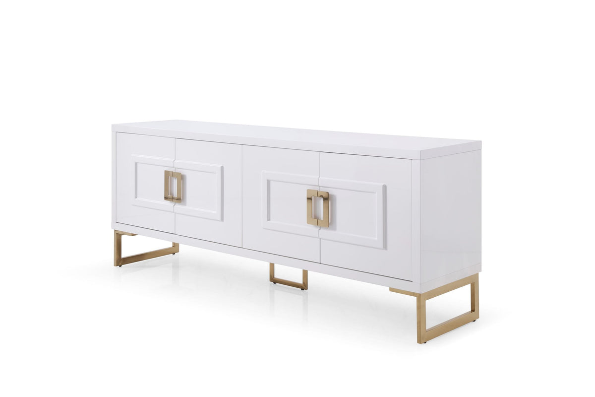 Leah - Contemporary White High Gloss & Champagne Gold Buffet