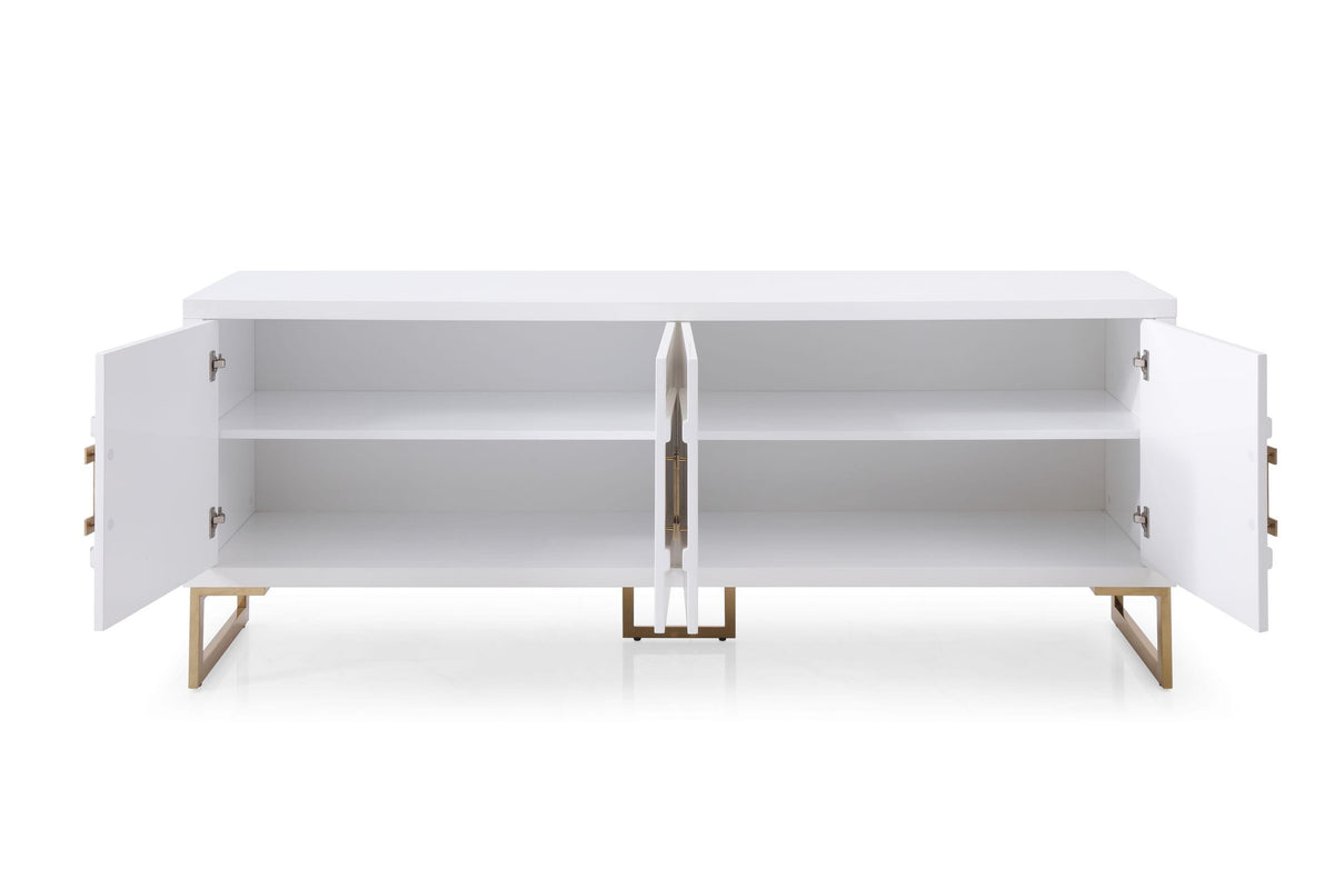 Leah - Contemporary White High Gloss & Champagne Gold Buffet