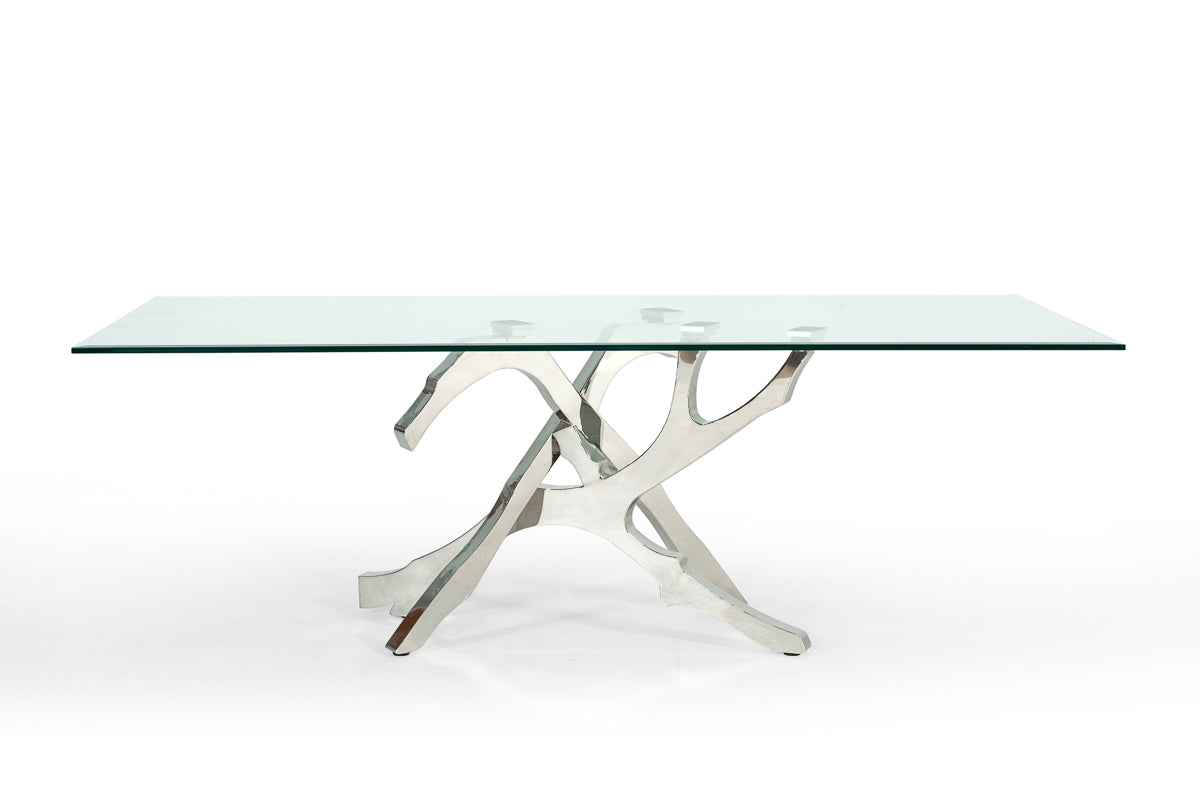 Modrest Legend Modern Glass & Stainless Steel Dining Table