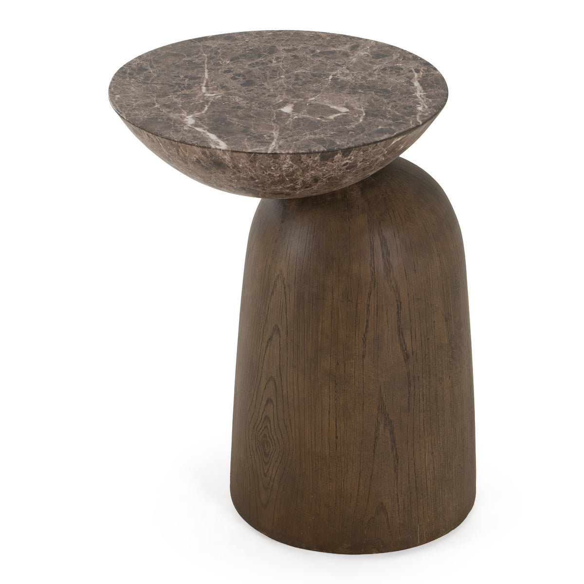 Lenin - Modern Faux Marble + Wood Texture Concrete End Table - original 1