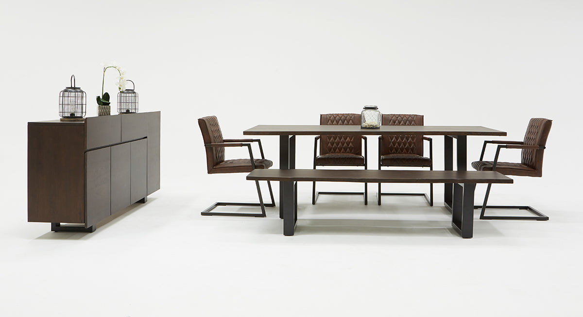 Modrest Leon Modern Umber Wood Live Edge Dining Table