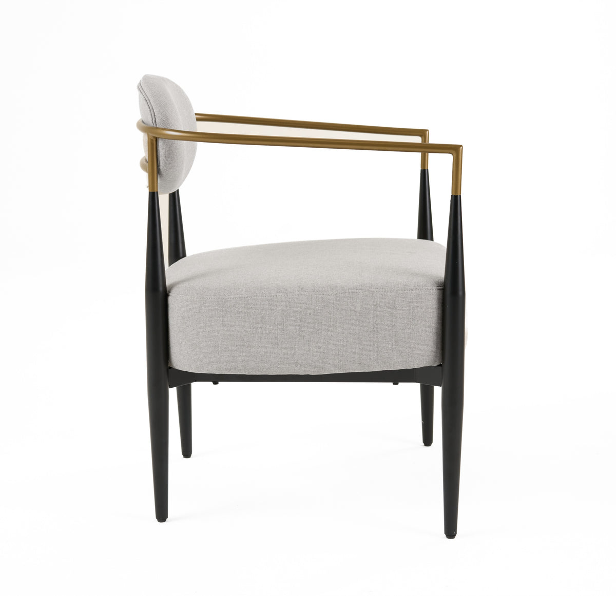 Liberty - Modern Light Grey Fabric + Black & Gold Accent Chair