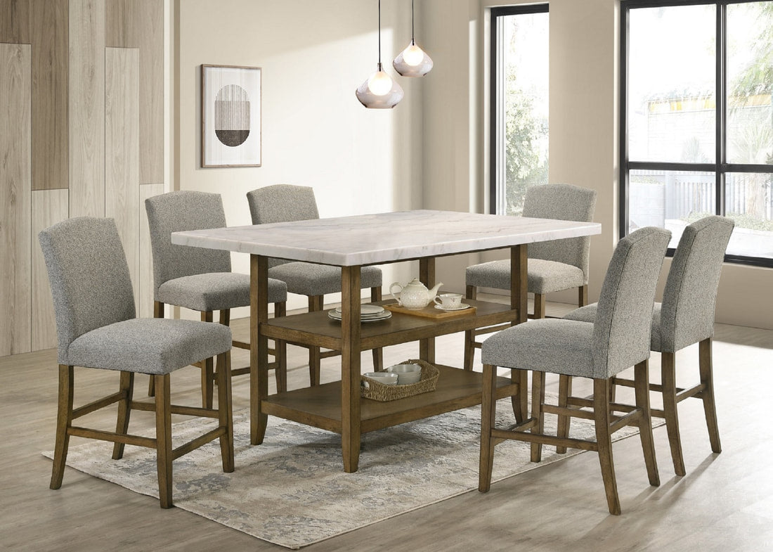 Lola20 - (GENUINE MARBLE) Table & 6-Chairs