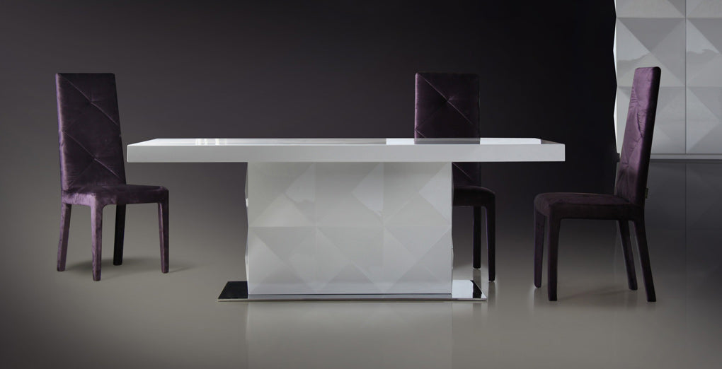 Versus Eva Modern White Lacquer Dining Table