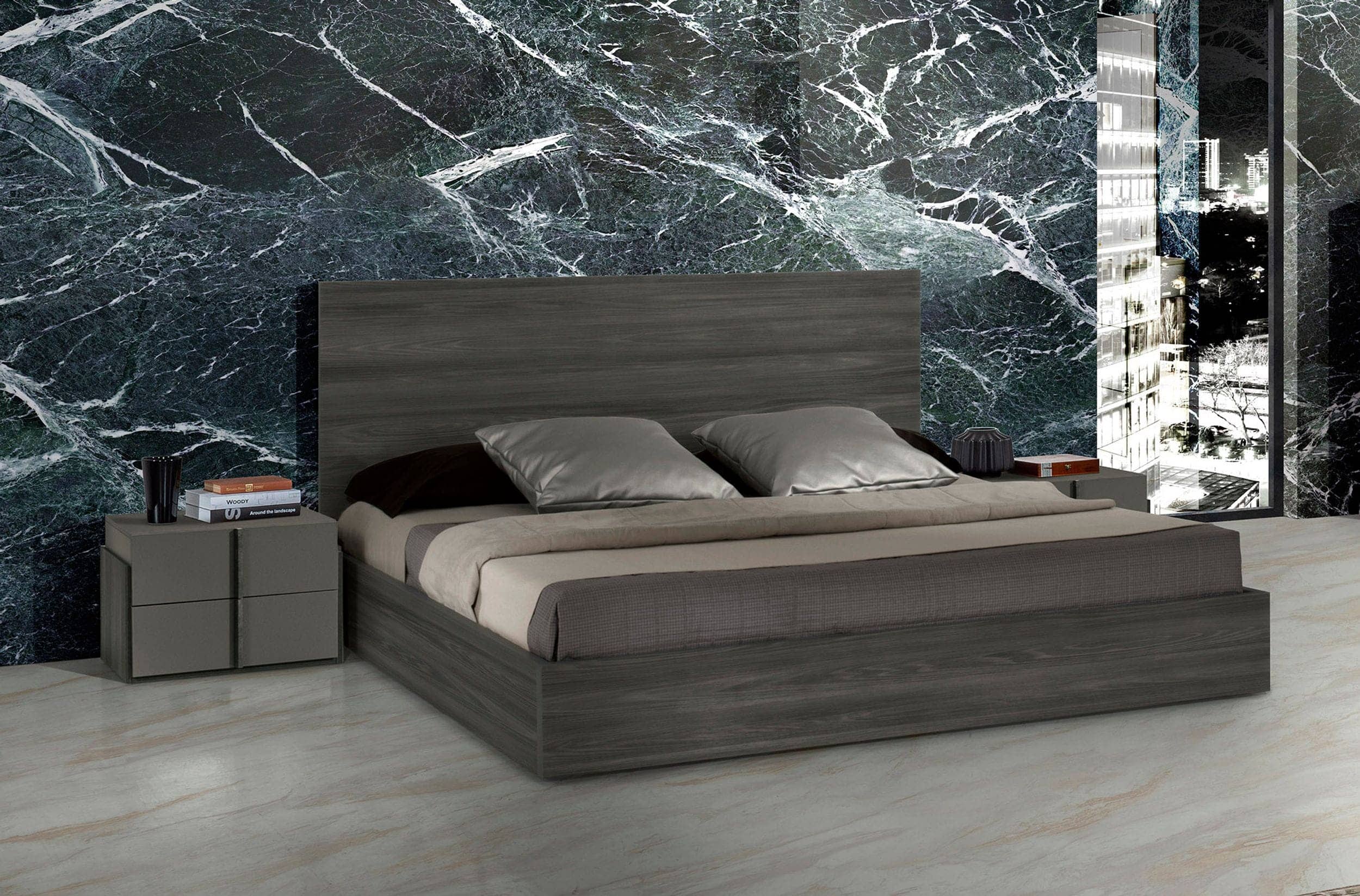 Nova Domus Lucia - Queen Italian Modern Matte Grey / Elm Grey Bed