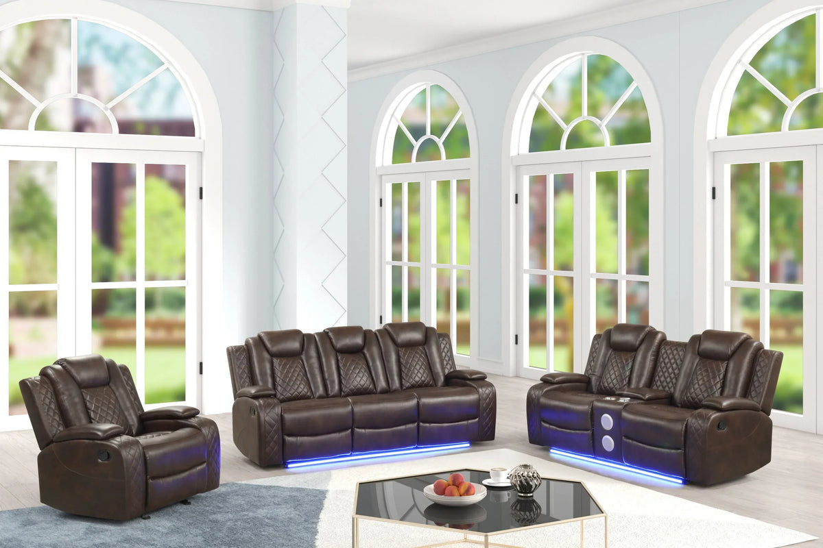 Luz Brown 3-Piece Reclining Set