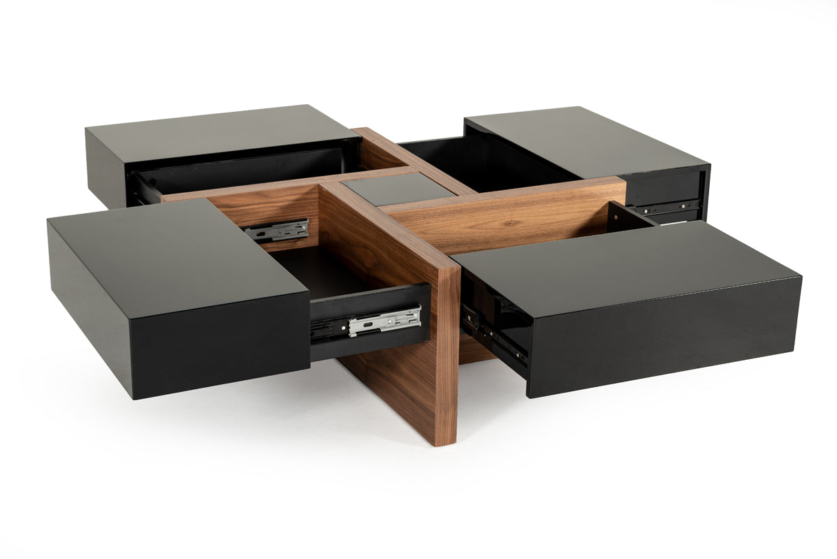 Makai Modern Black & Walnut Coffee Table