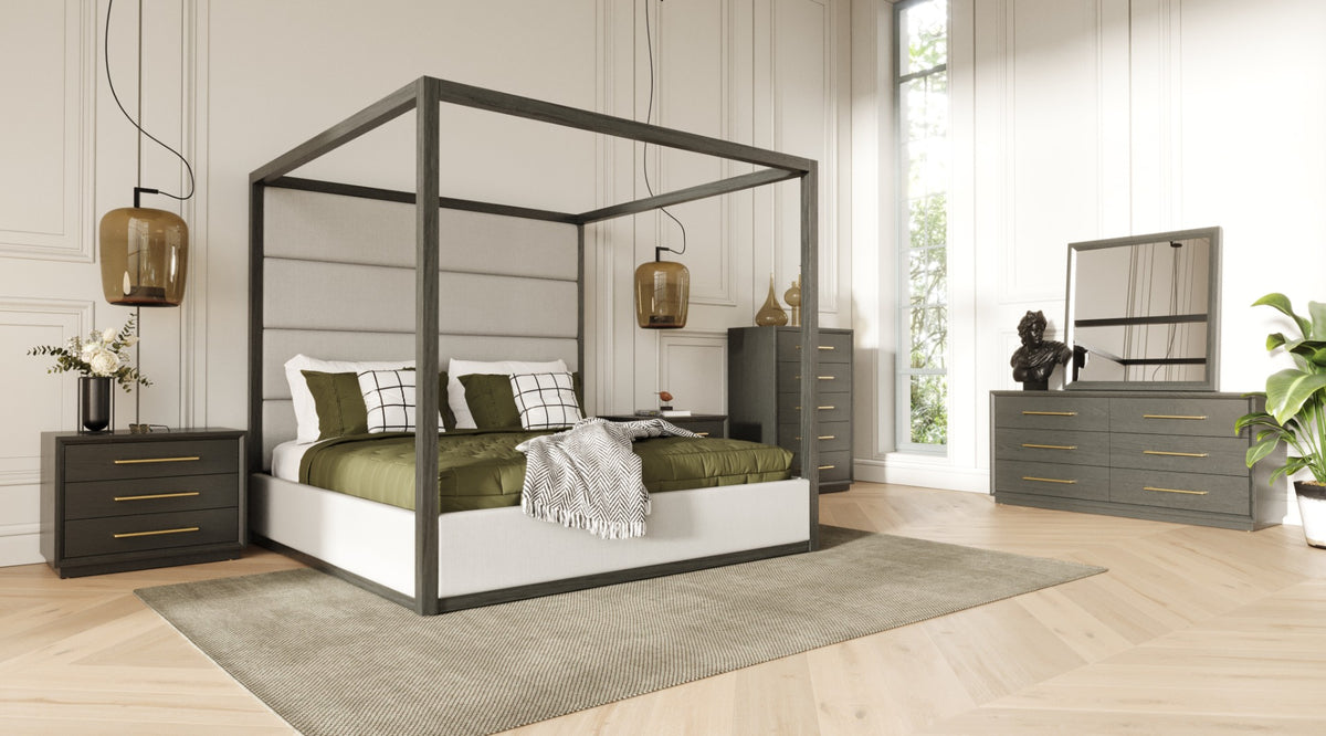 Manhattan- Contemporary Canopy Grey Bedroom Set