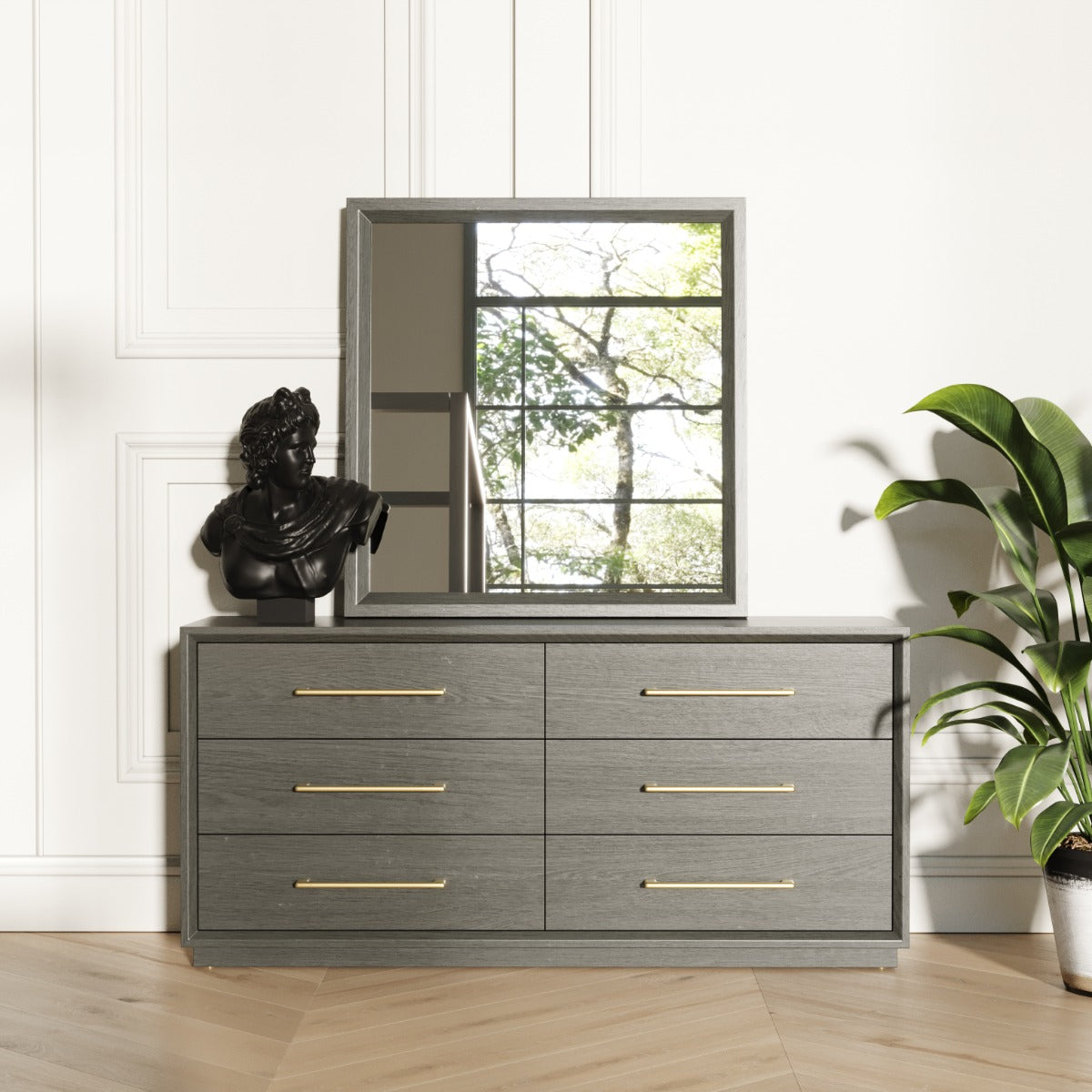 Manhattan- Contemporary Grey and Gold Dresser