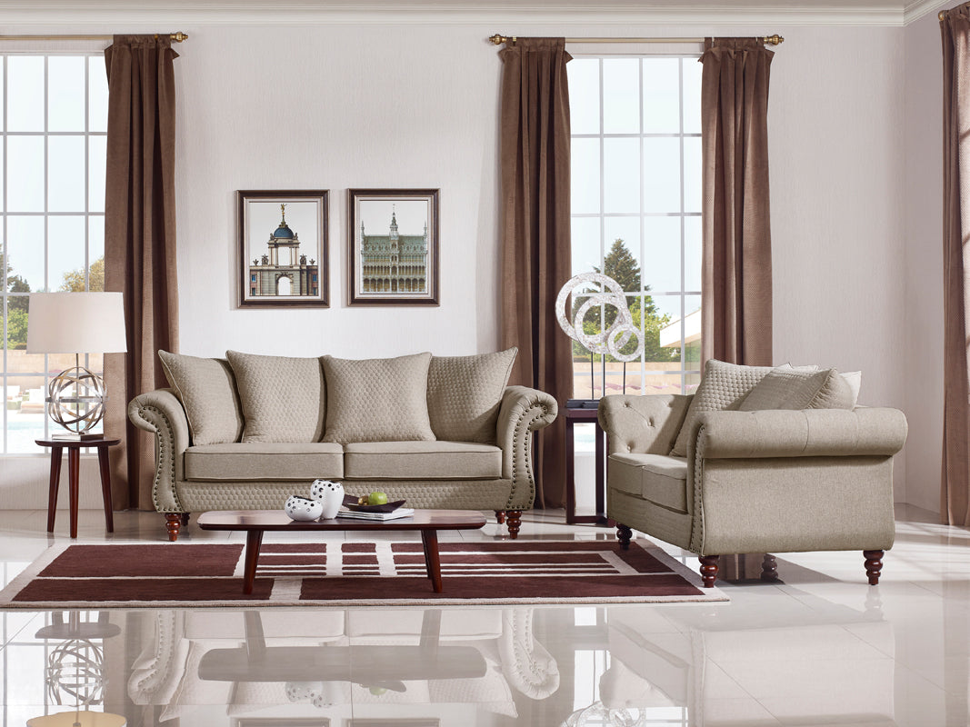 Nadine Transitional Beige Fabric Loveseat - original 2