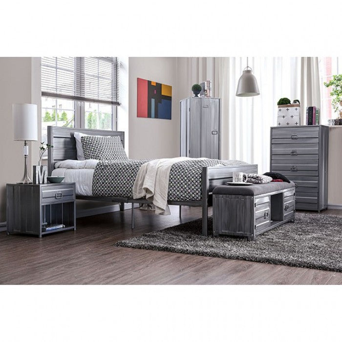 Mccredmond Hand-Brushed Silver Bench