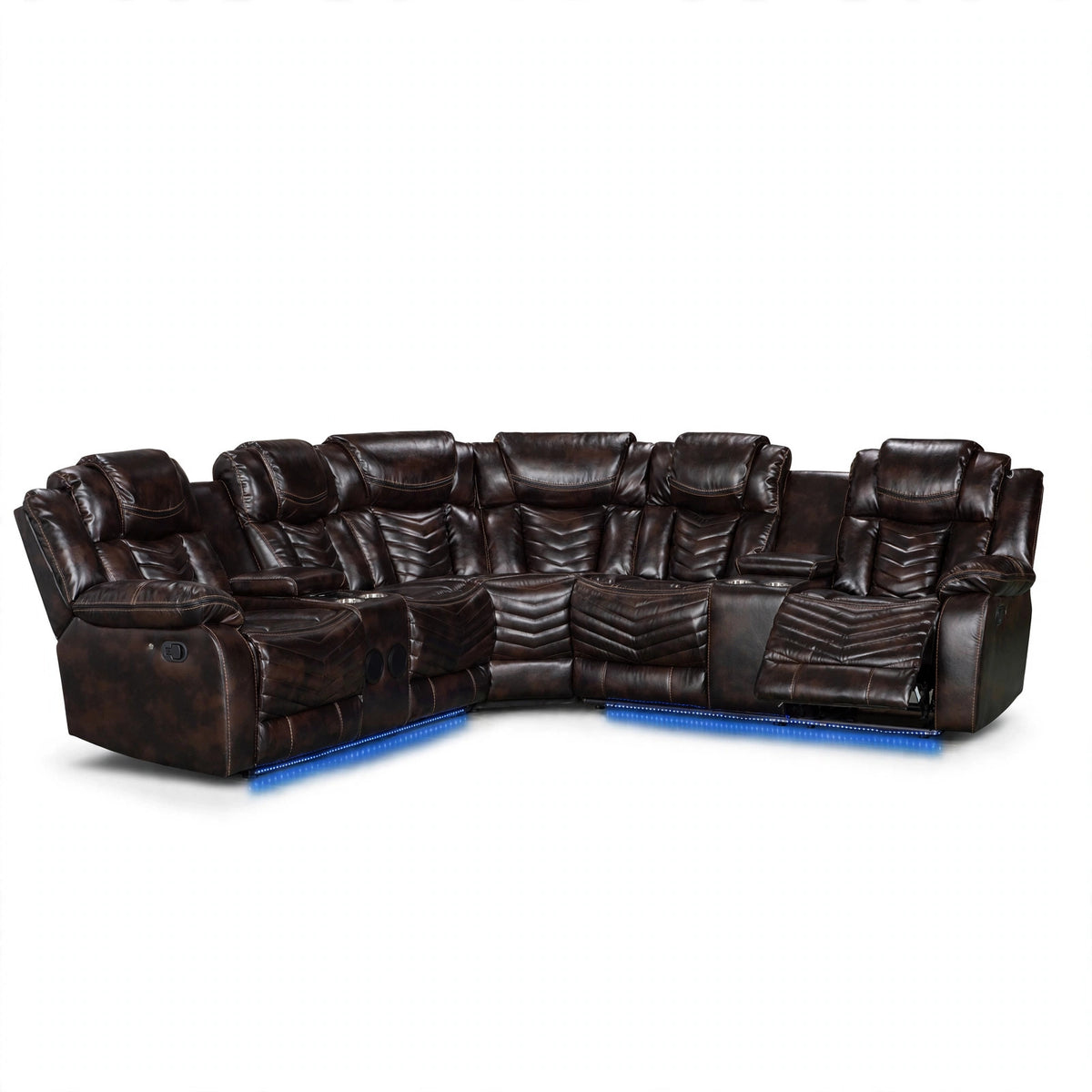 Lucky Charm Cognac Reclining Sectional