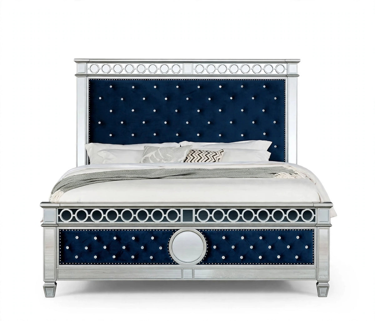 Élan Navy Velvet Upholstered Bed