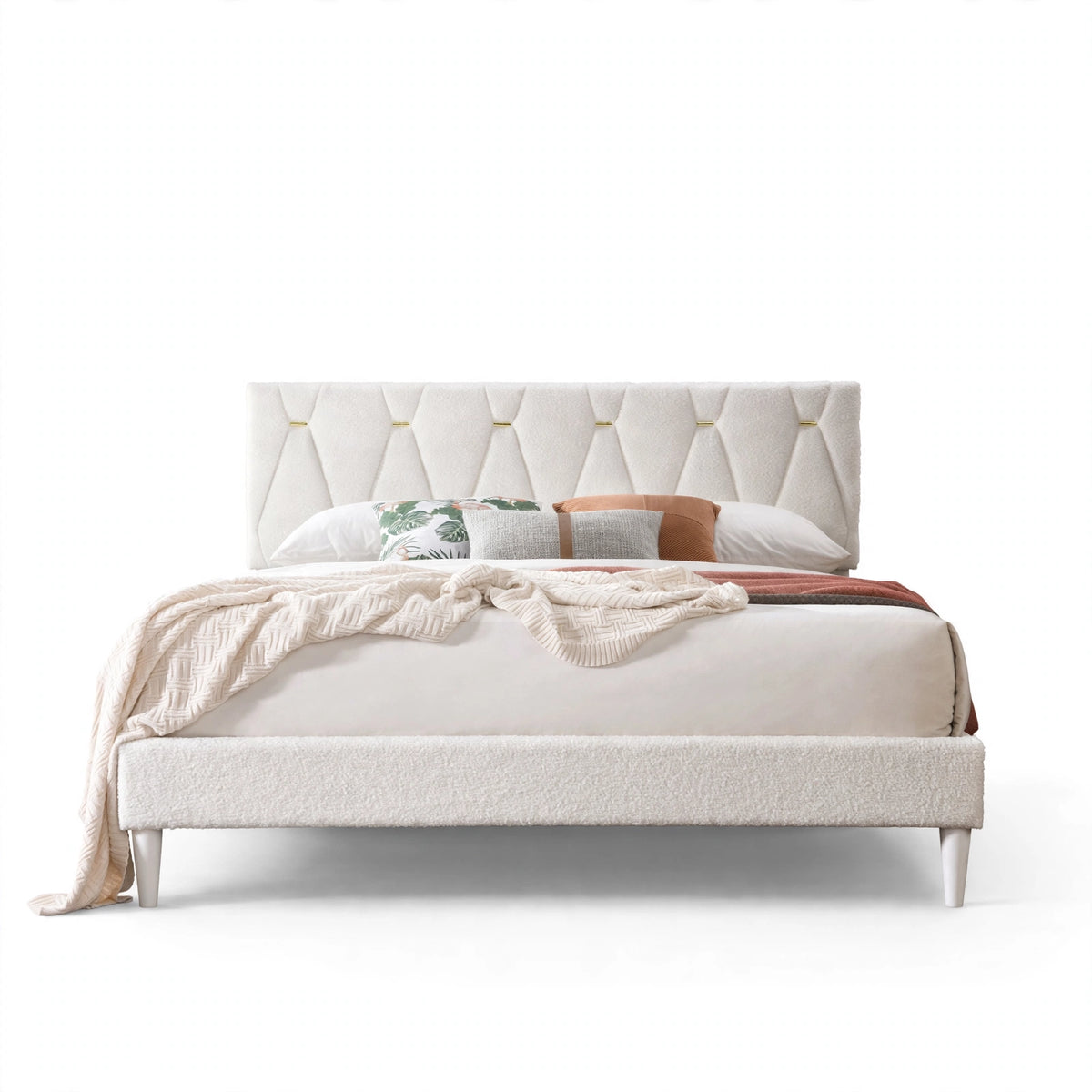 Luxe Ivory Upholstered Bed