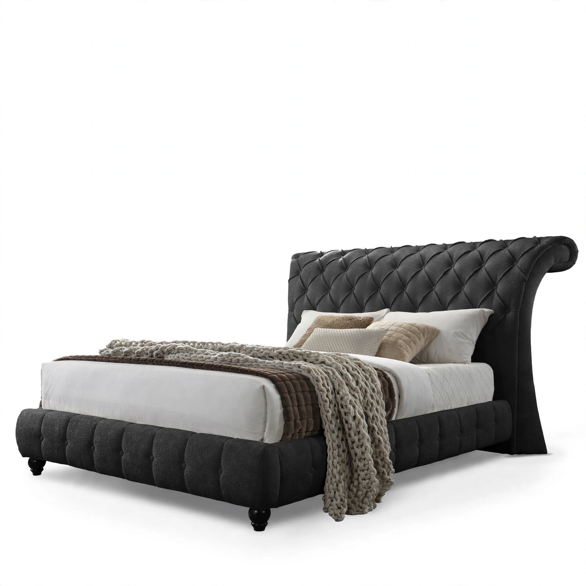 Opulent Noir Upholstered Bed
