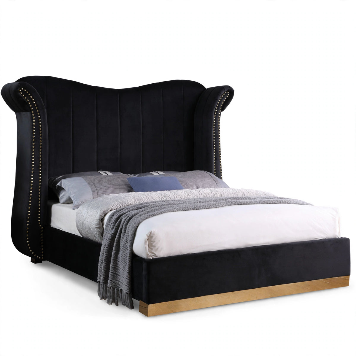 Serene Onyx Tall Upholstered Bed