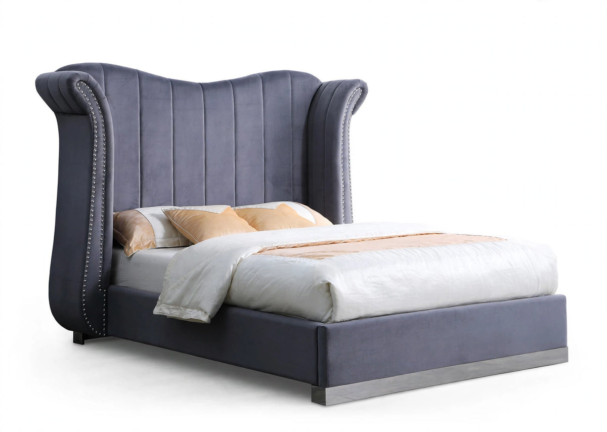 Serene Slate Tall Upholstered Bed