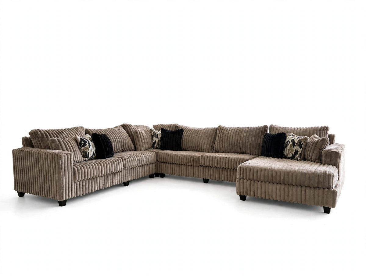 Mocha Plush 4-Piece Oversized Corduroy Sectional
