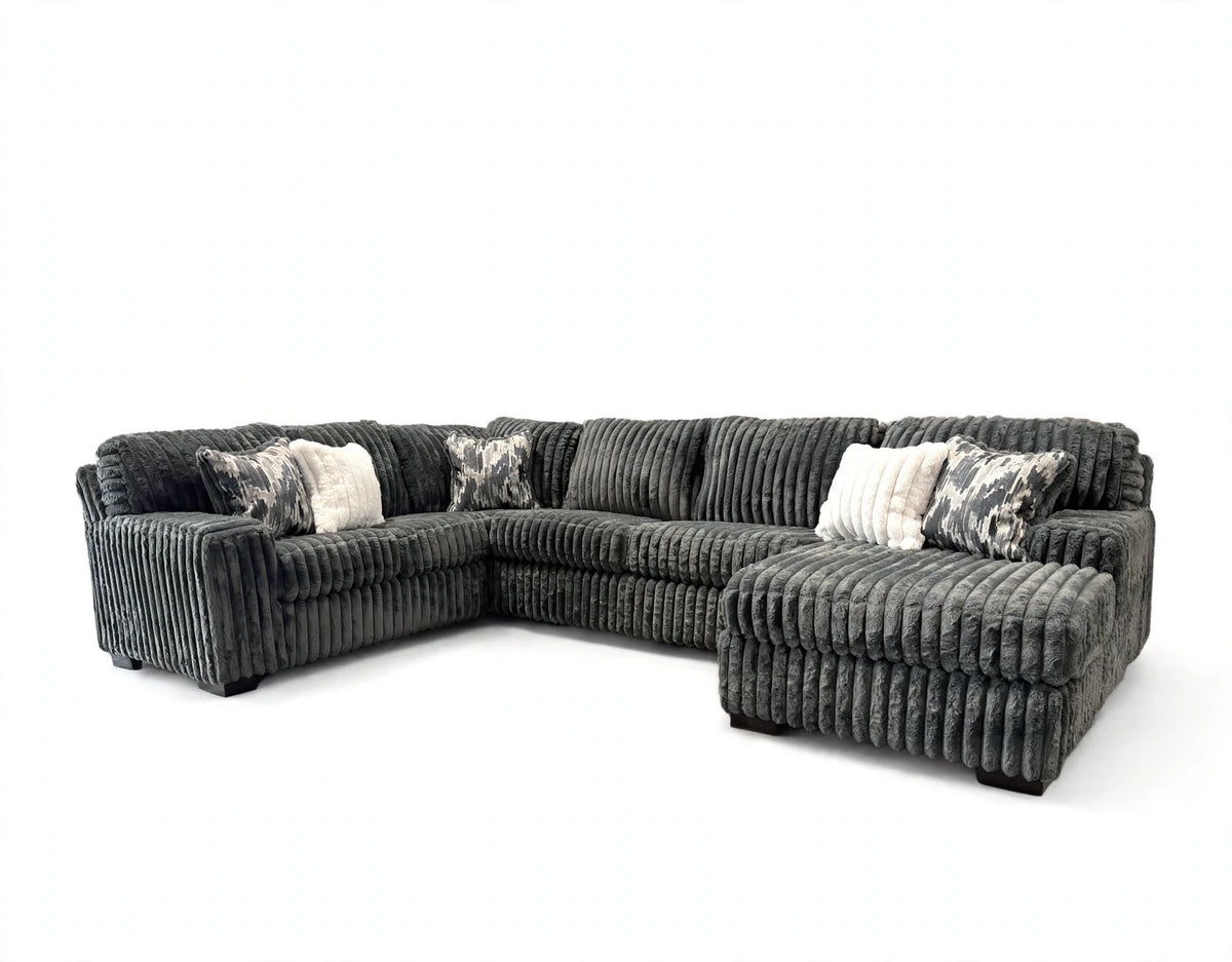 Charcoal Ridge Corduroy Sectional