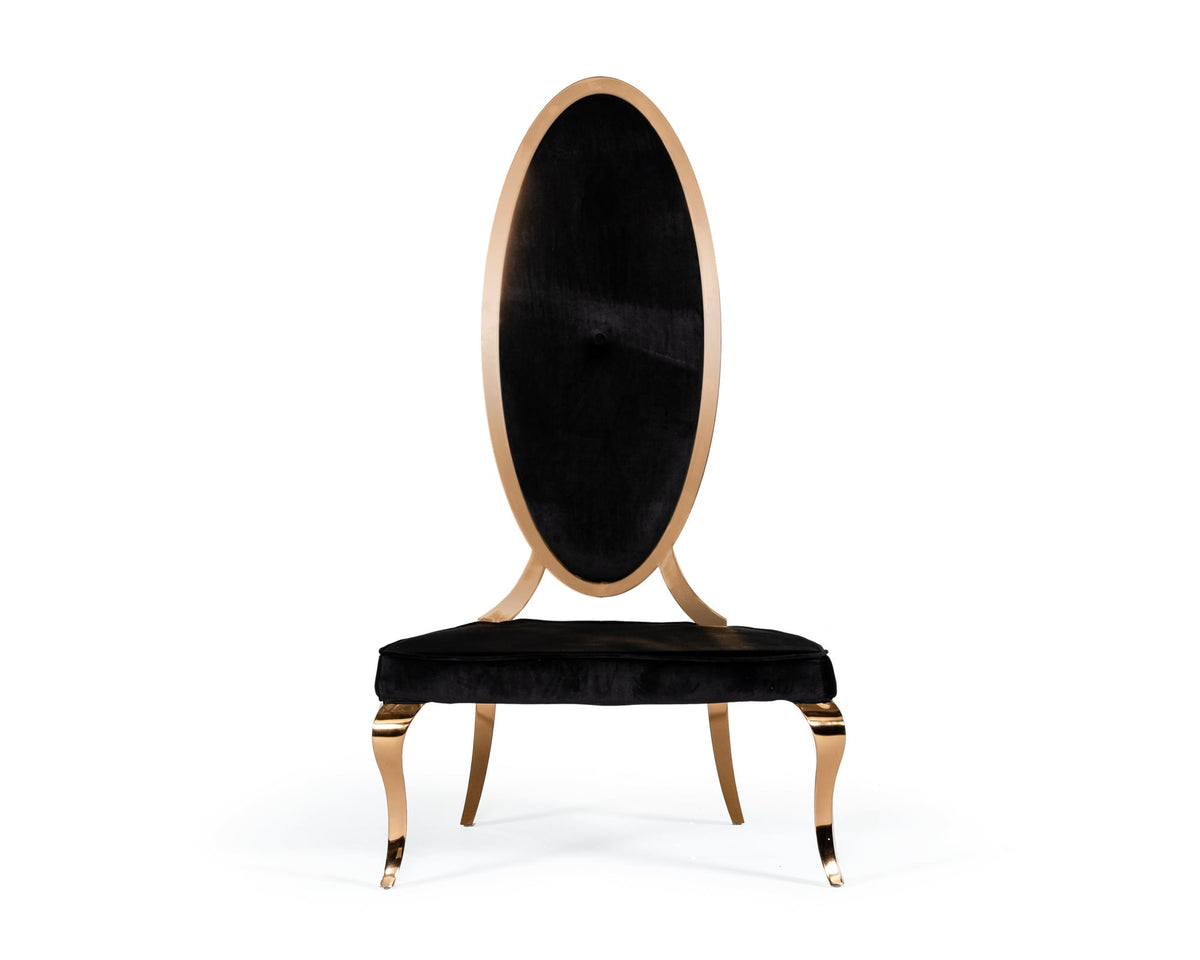 Mills - Modern Black Velvet Rosegold Dining Chair Set of 2