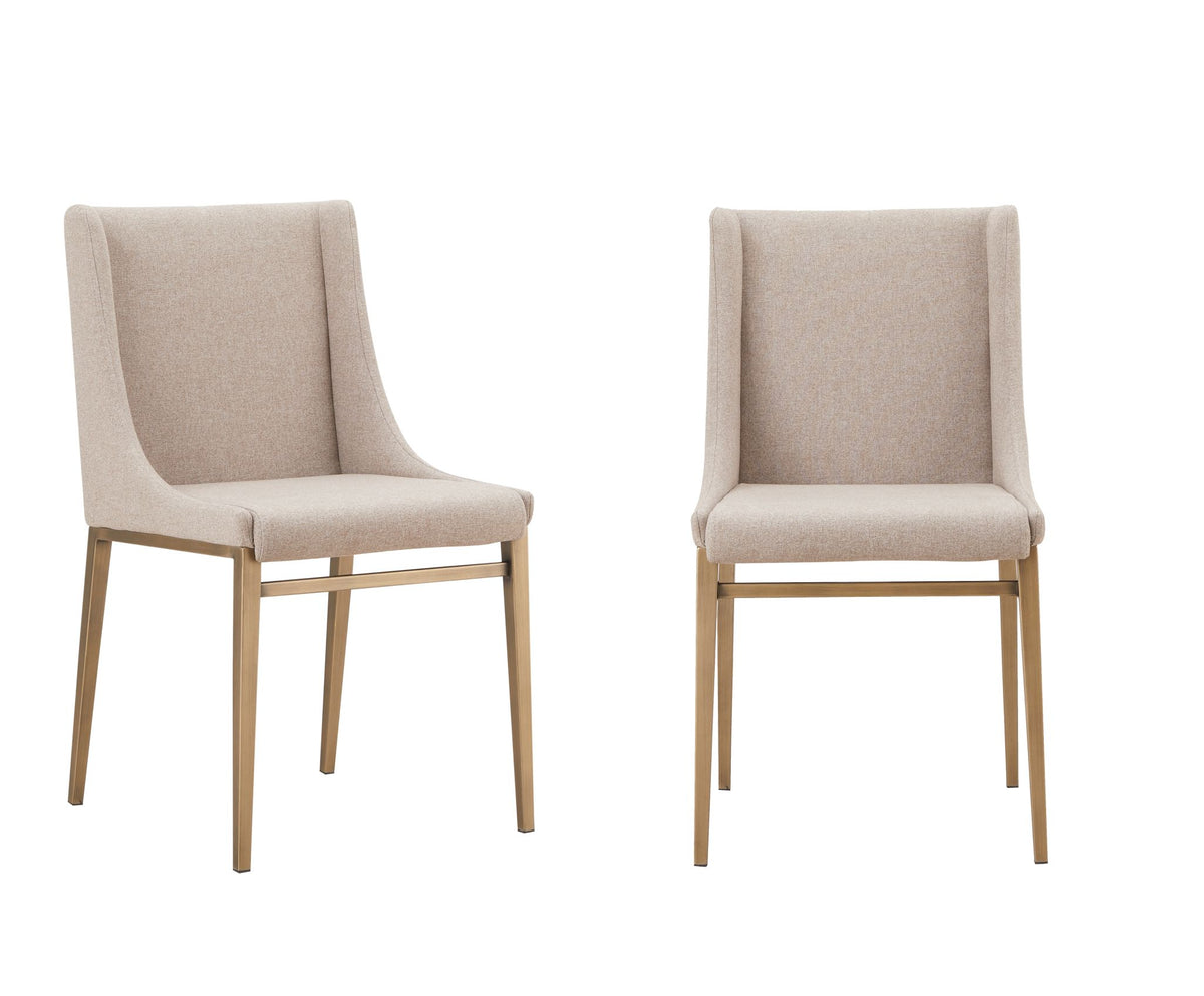 Mimi - Contemporary Beige + Brass Dining Chair (Set of 2)
