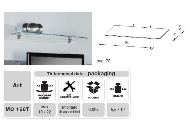 MO-USA2 Modena Grey TV Entertainment System Made In Italy