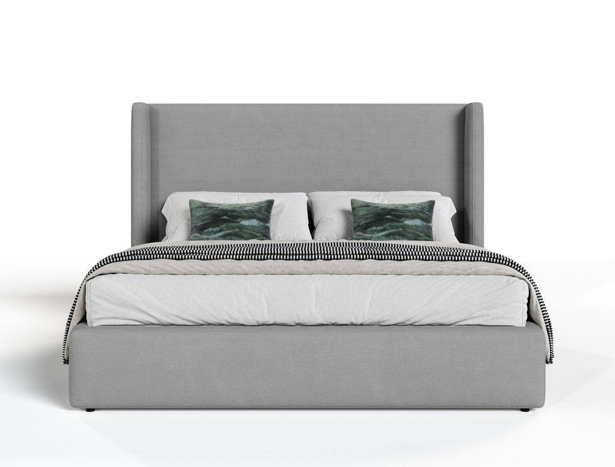 Byrne + Asus - Modern Grey Fabric + Elm Grey 4-Piece Bedroom Set