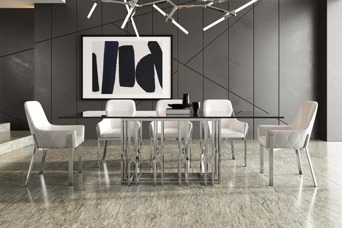 Ericson - Modern Glass & Stainless Steel Dining Table