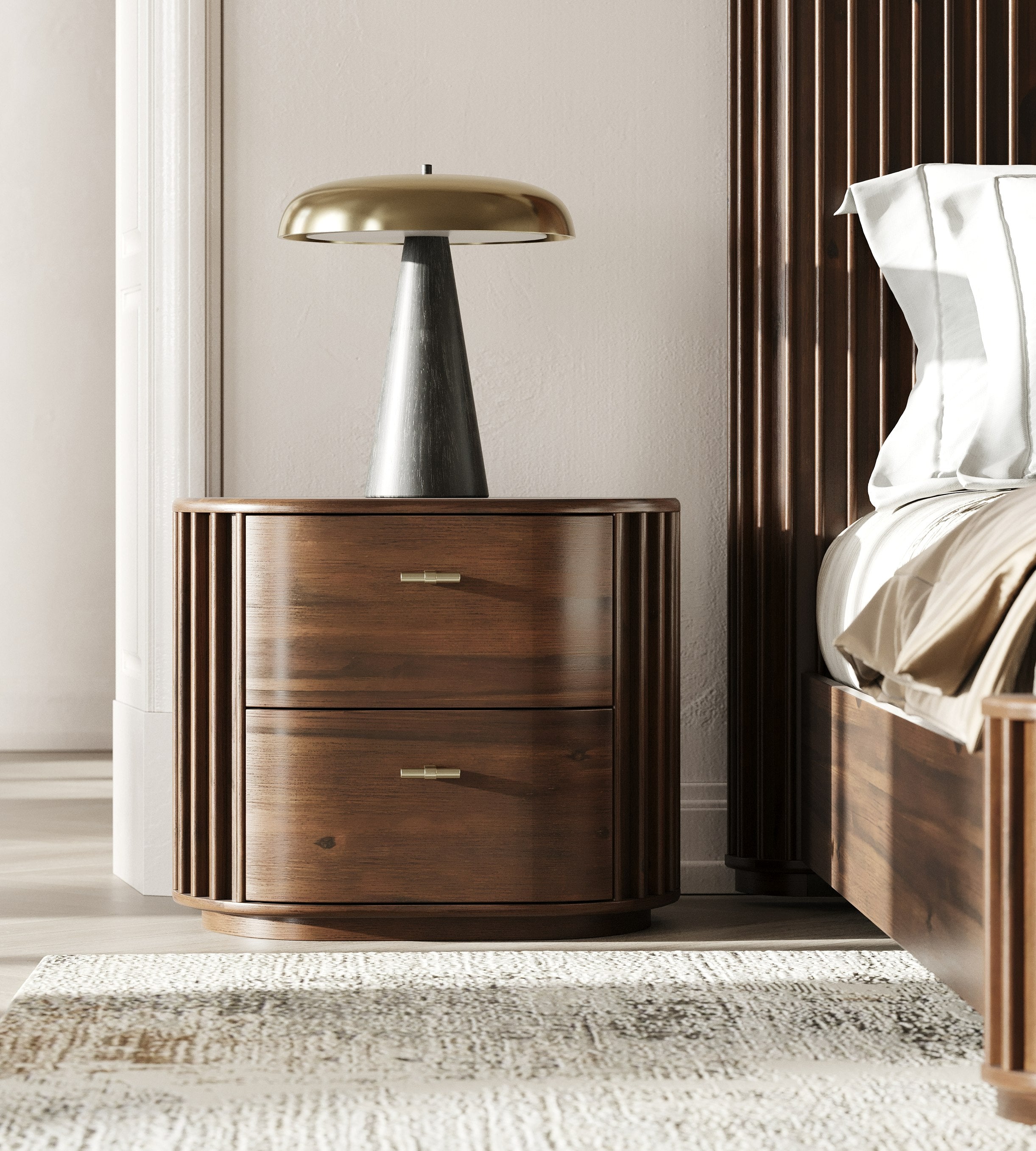 Modrest Fields - Modern Walnut Acacia Bedroom Set