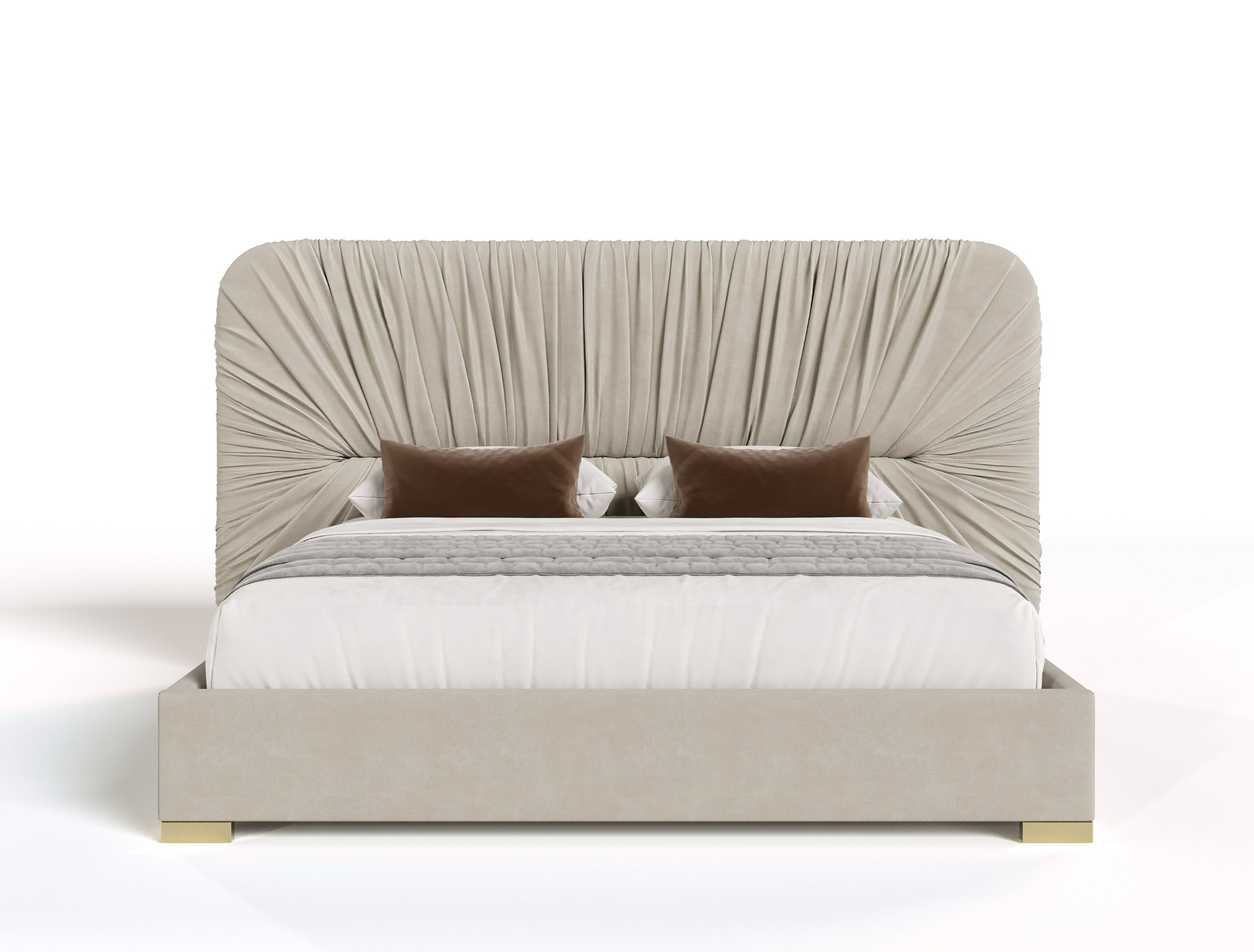 Modrest Florence - Modern Beige Velvet + Gold Bed