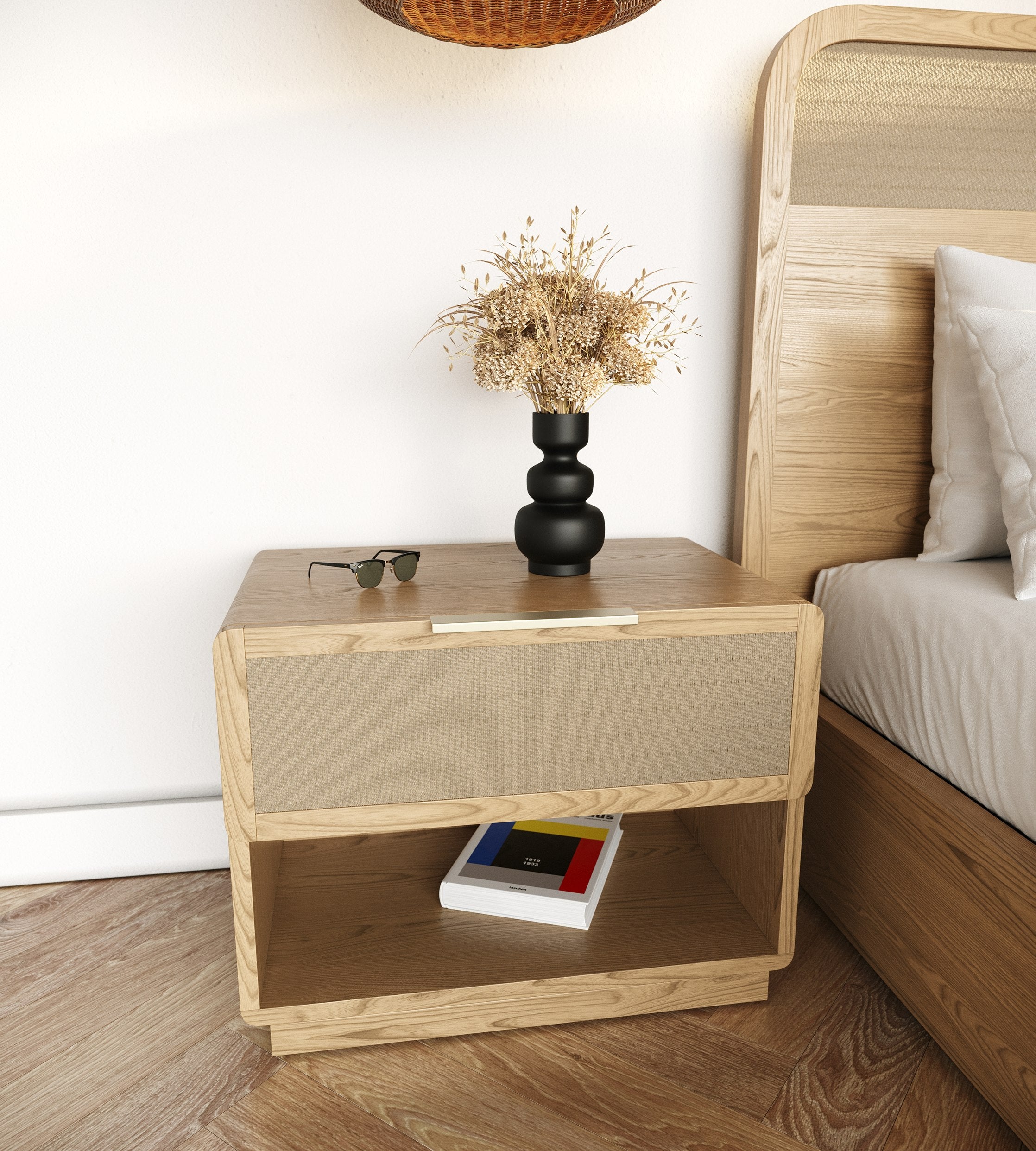 Modrest Gavin - Modern Natural Ash + Rattan 4-Piece Bedroom Set
