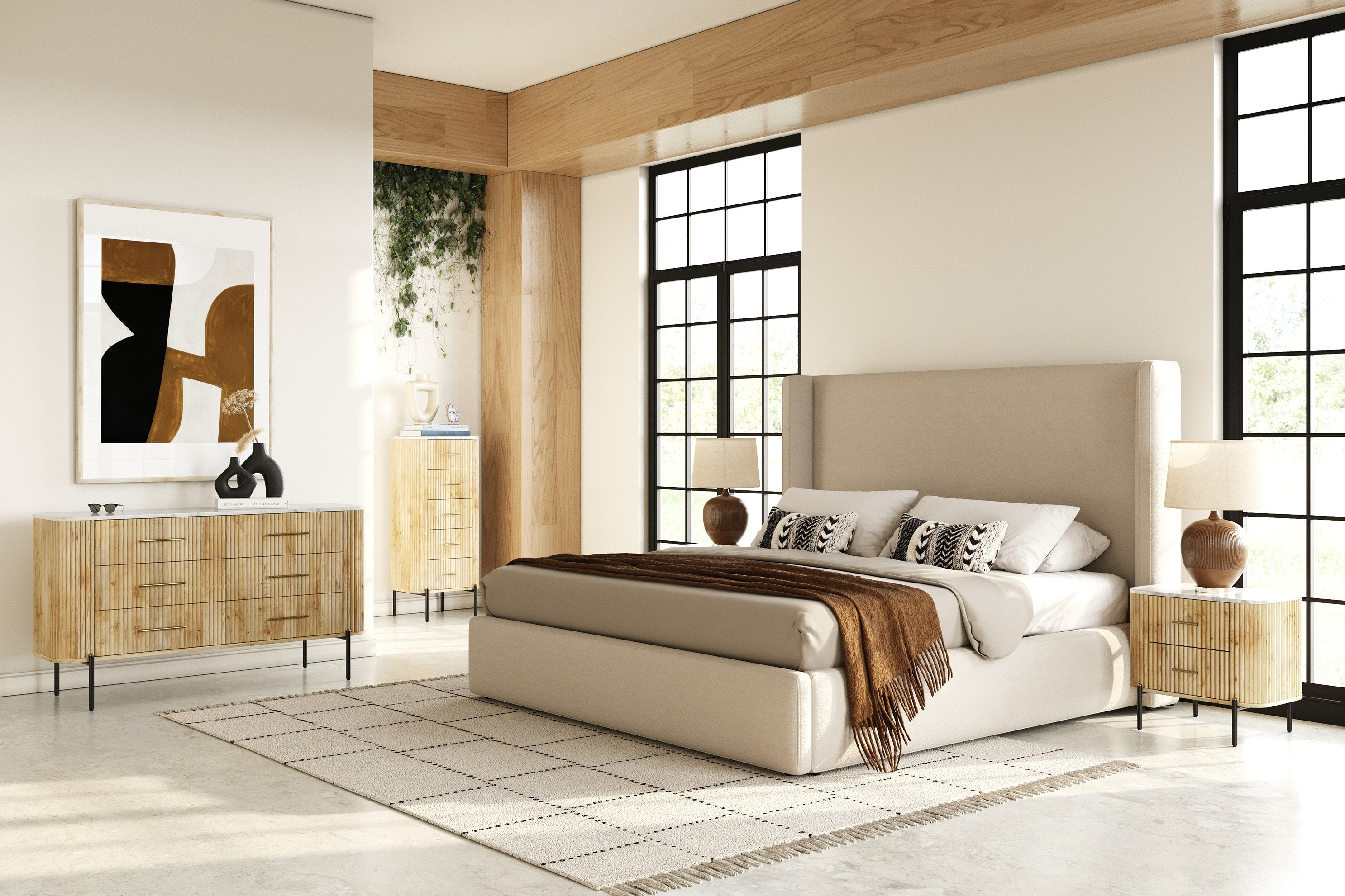 Modrest - Cambridge White Marble & Mango 5 Drawer Chest