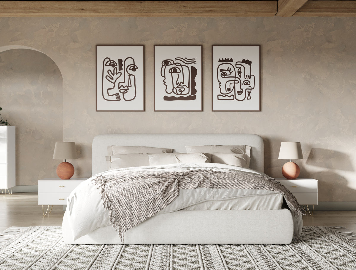Liam - Modern Ivory Fabric Upholstered Bed