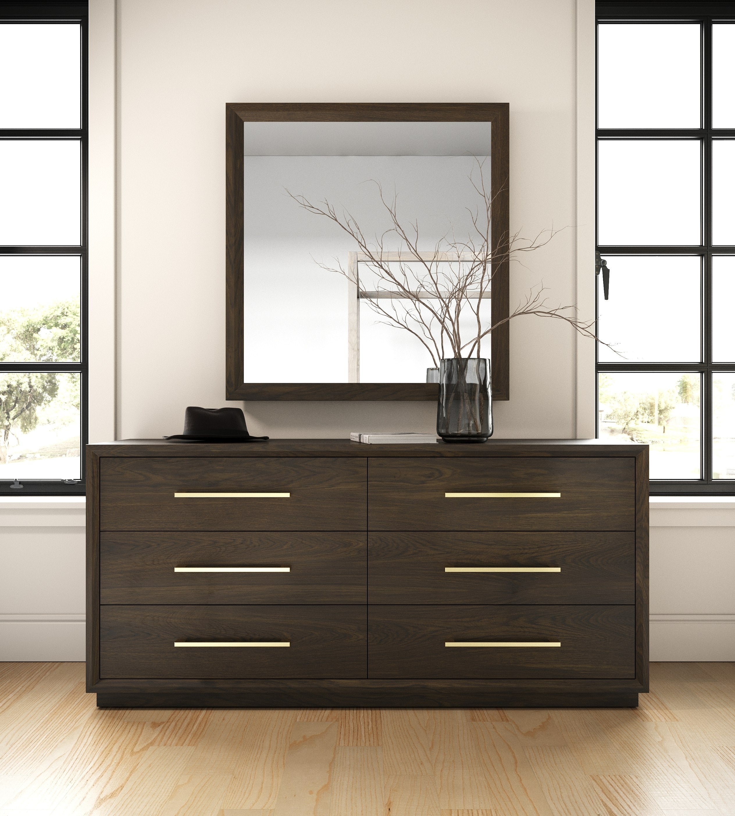 Modrest Manhattan - Contemporary Brown Oak Mirror