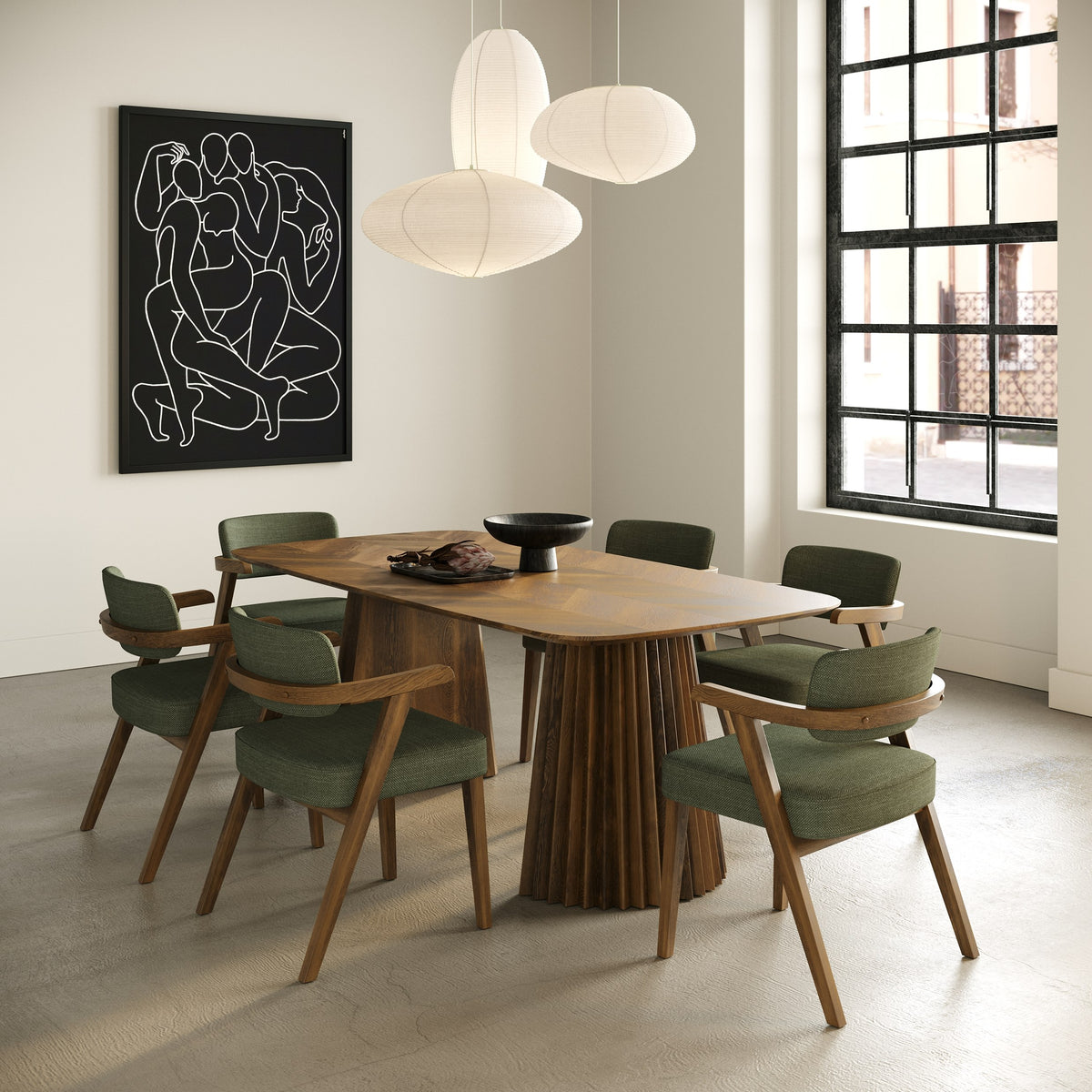 Sacks - Mid-Century Modern Herringbone Walnut Dining Table - original 5