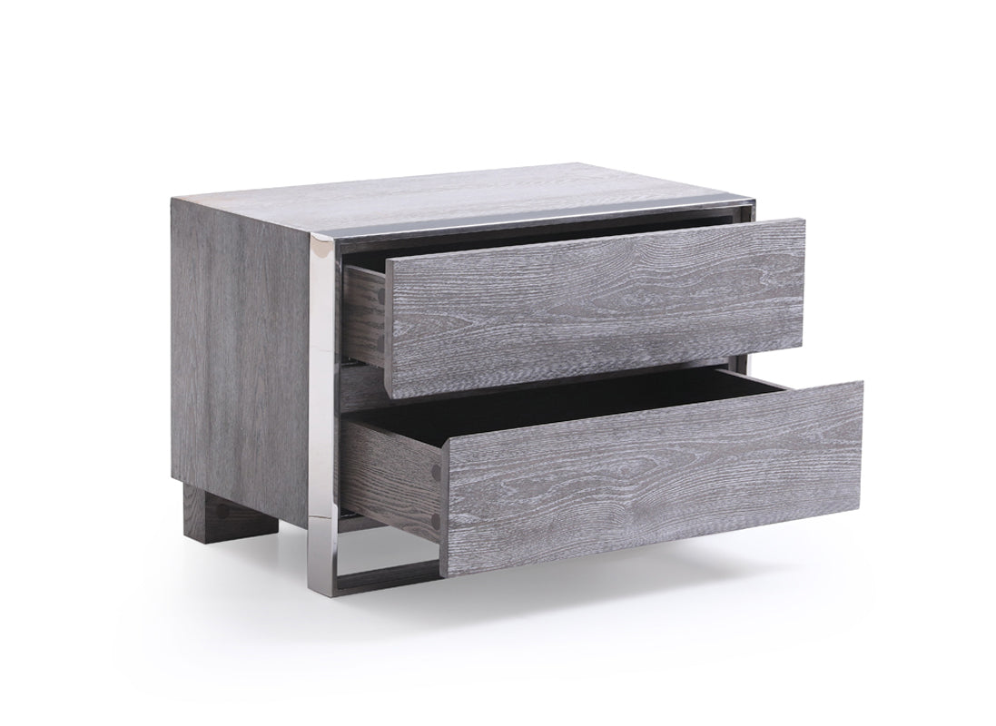 Modrest Arlene Modern Grey Elm & Stainless Steel Bedroom Set