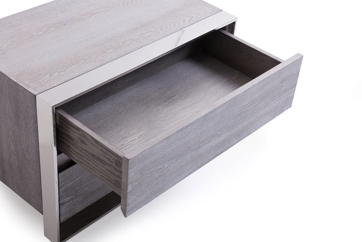 Modrest Arlene Modern Grey Elm & Stainless Steel Bedroom Set