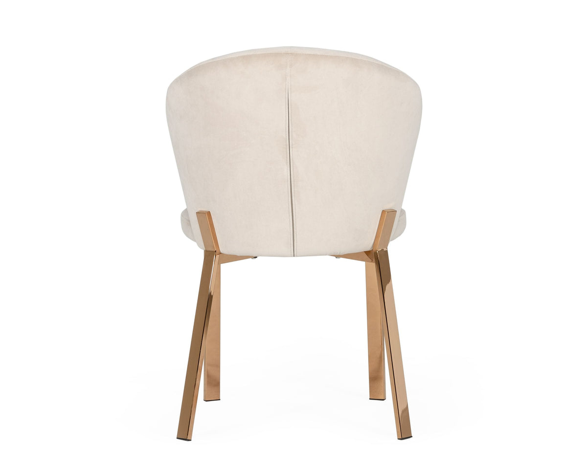 Nadia - Modern Beige Velvet & Rosegold Dining Chair (Set of 2)