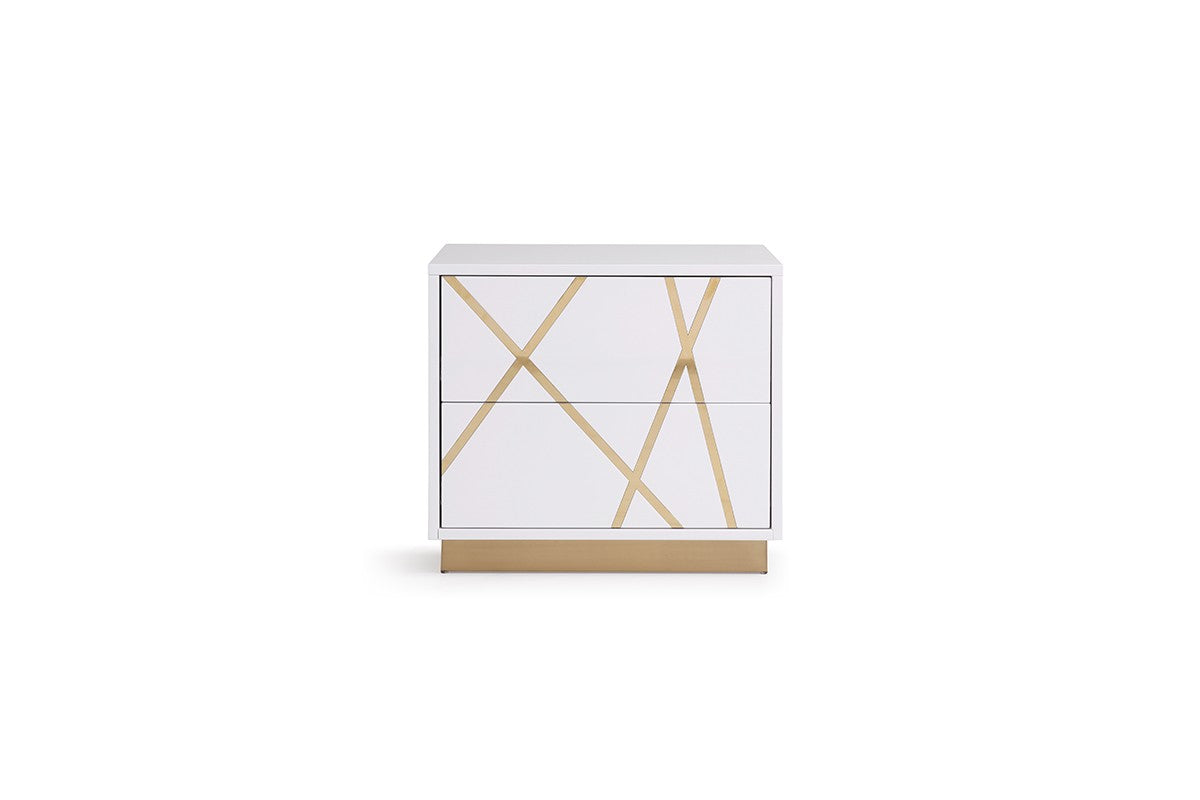 Modrest Nixa - Queen Modern White +  Gold Bed + Nightstands