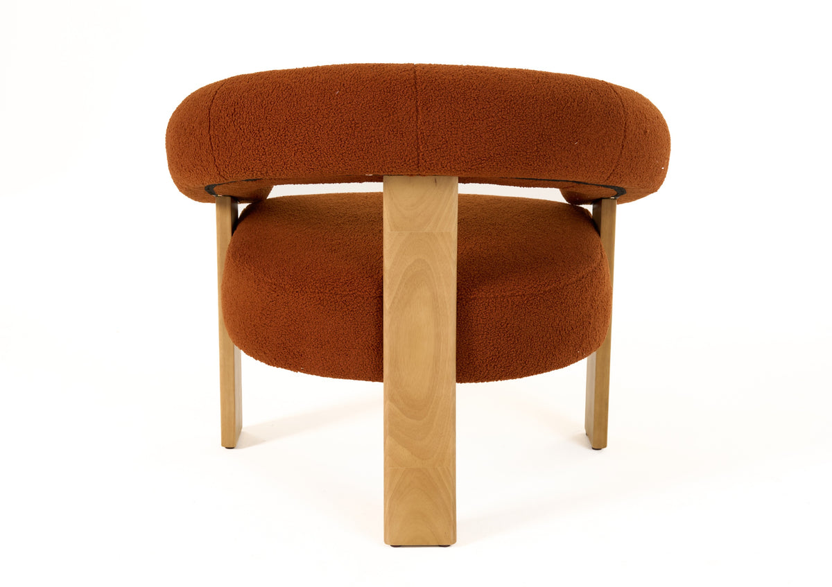 Nocona - Modern Rust Fabric + Wood Accent Chair