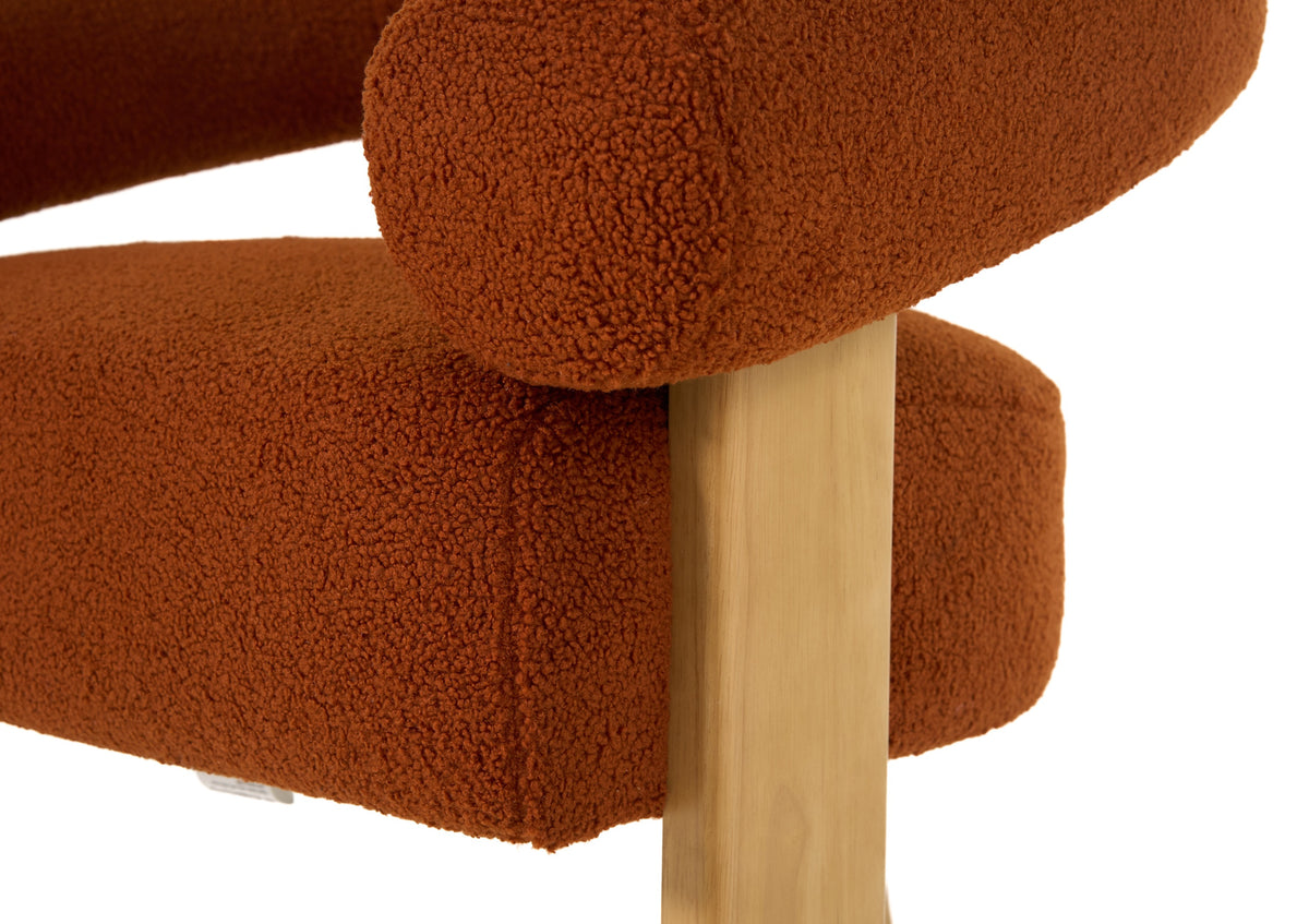Nocona - Modern Rust Fabric + Wood Accent Chair