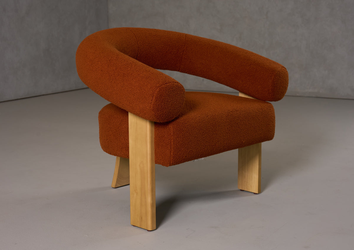 Nocona - Modern Rust Fabric + Wood Accent Chair