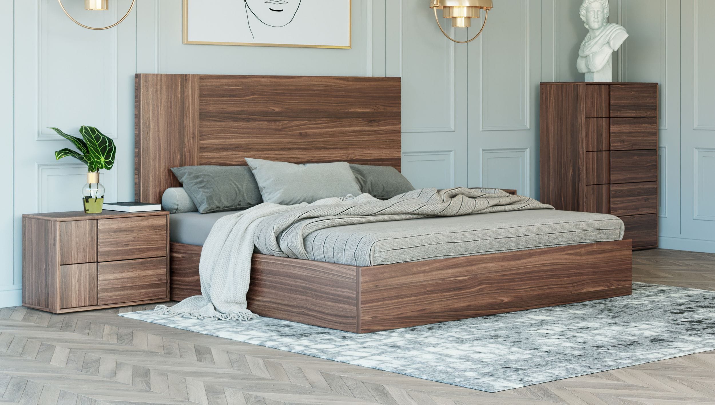 Nova Domus Asus - Eastern King Italian Modern Walnut Bed